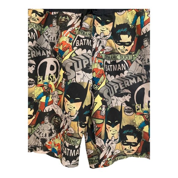 DC Comics Swim Trunks Men Size 32 Black Retro Batman Robin Superman Board Shorts - Picture 5 of 14